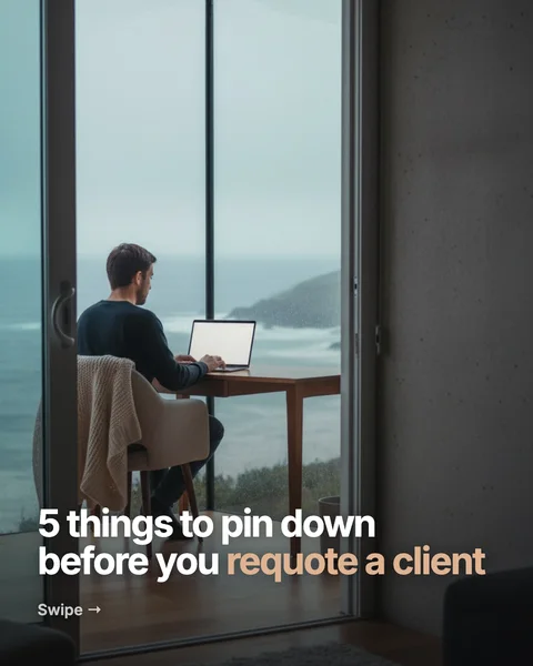 5 things to pin down before you requote a client. Swipe →