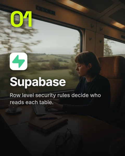Supabase. Row level security rules decide who reads each table
