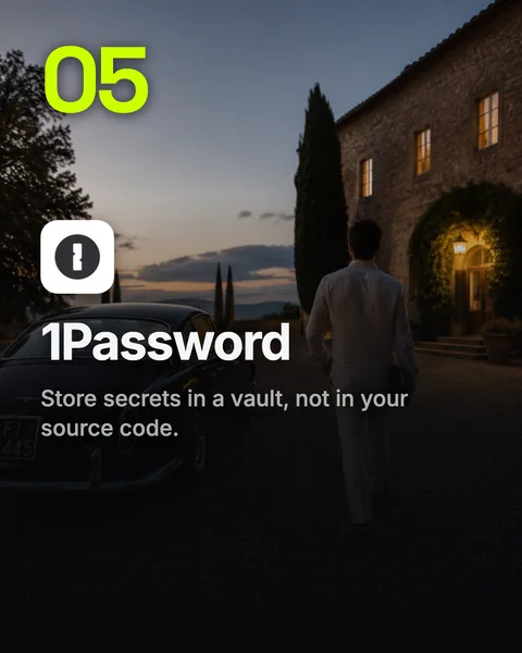 1Password. Store secrets in a vault, not in your source code
